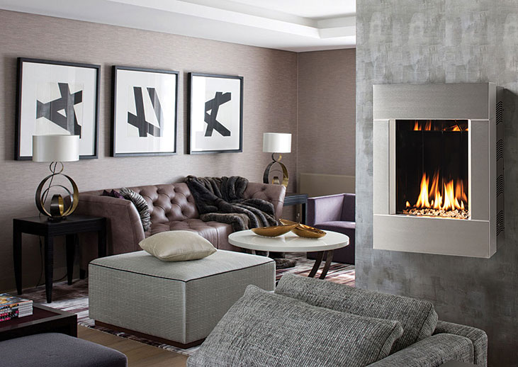 Solas One6 Gas Wall-Mount Fireplace with Gray Frame