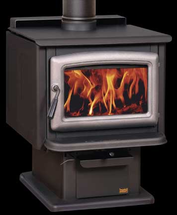 Pacific Energy Super 27 Wood Stove, Brushed Nickel Door