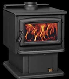 Large Pacific Summit Wood Stove, Black Door, Pedestal