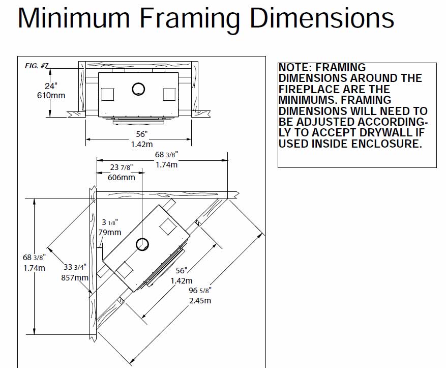 Pacific Energy FP25 Framing Dimensions Diagram